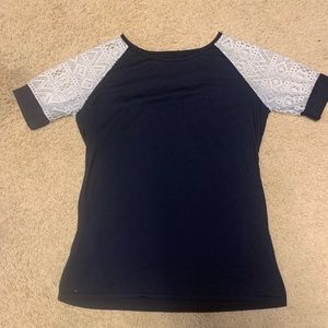 Blue shirt with white sleeves size L